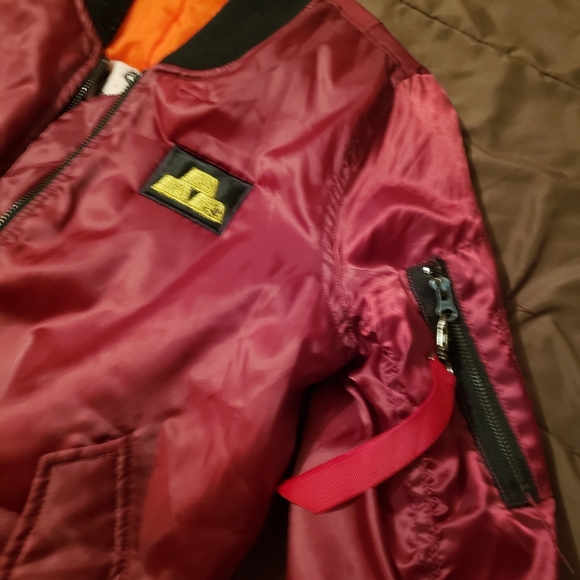 Metallic Burgundy Bomber Jacket - Picture 4 of 5